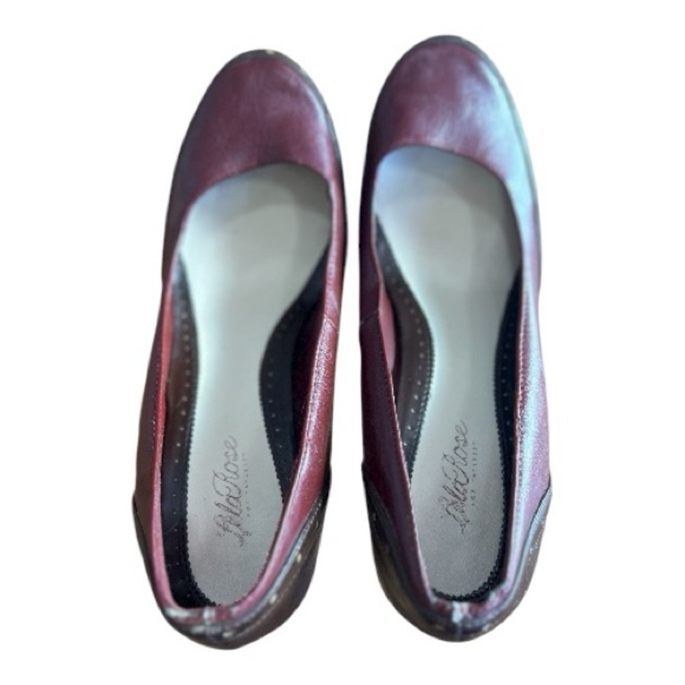 LelaRose Burgundy & Brown Heels Size 8.5 Women Dress Shoes Vintage - Picture 4 of 8